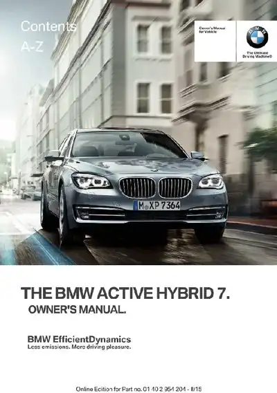 BMW 7 Series Active Hybrid 2015 MY. Owner&#39;s Manual