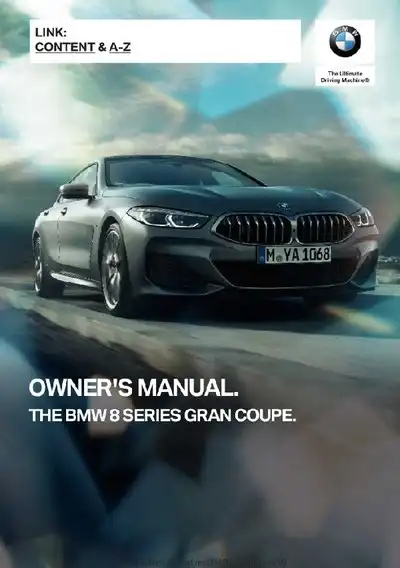 BMW 8 Series Gran Coupe 2020 MY. Owner&#39;s Manual