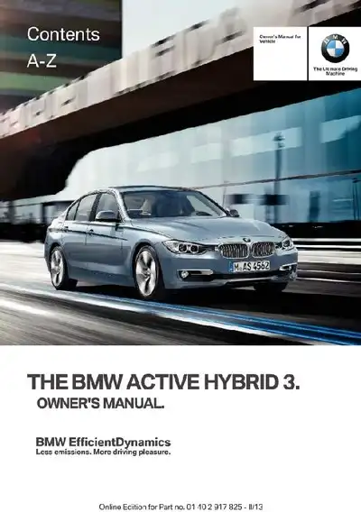 BMW ActiveHybrid 3 2013 MY. Owner&#39;s Manual
