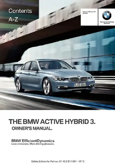 BMW ActiveHybrid 3 2014 MY. Owner&#39;s Manual