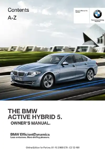 BMW ActiveHybrid 5 2012 MY. Owner&#39;s Manual