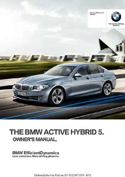 BMW ActiveHybrid 5 2013 MY. Owner&#39;s Manual