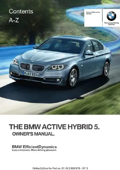 BMW ActiveHybrid 5 2014 MY. Owner&#39;s Manual