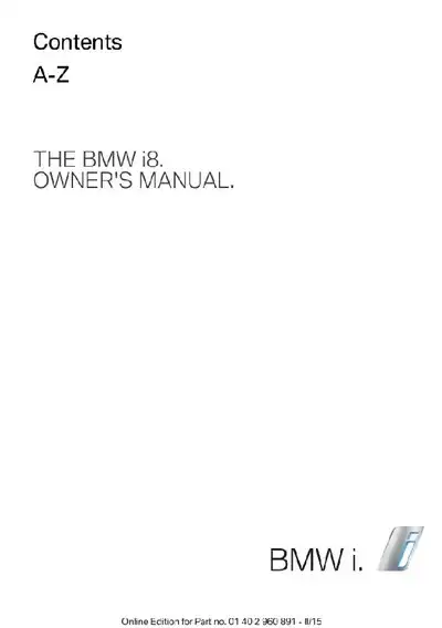BMW i8 2015 MY. Owner&#39;s Manual