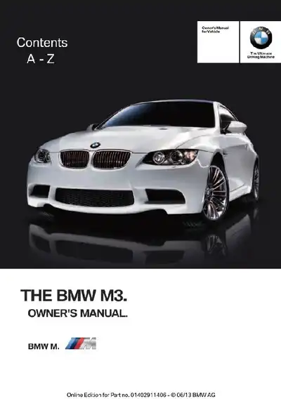 BMW M3 convertible 2013 MY. Owner&#39;s Manual