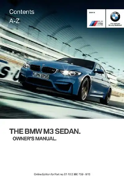 BMW M3 Sedan 2015 MY. Owner&#39;s Manual