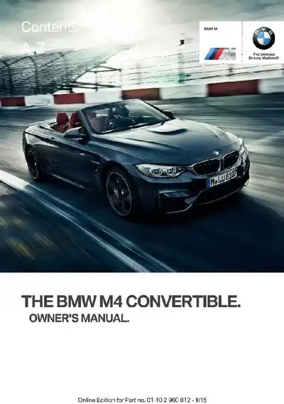 BMW M4 Convertible 2015 MY. Owner&#39;s Manual