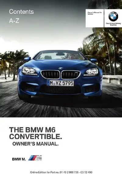 BMW M6 Convertible 2012 MY. Owner&#39;s Manual