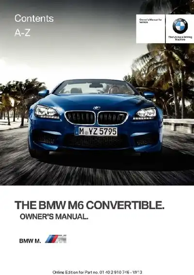 BMW M6 Convertible 2014 MY. Owner&#39;s Manual