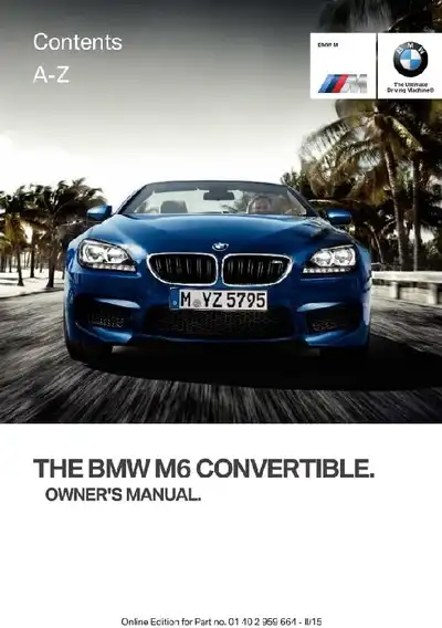 BMW M6 Convertible 2015 MY. Owner&#39;s Manual