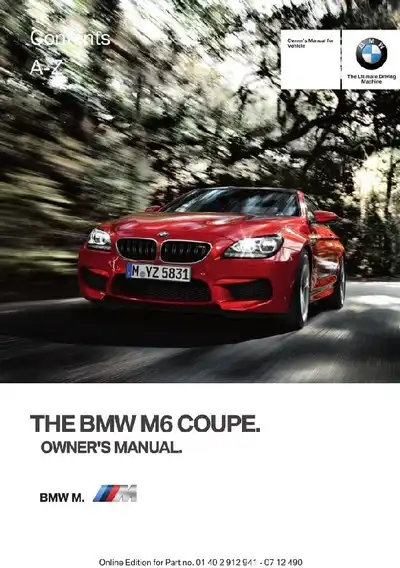 BMW M6 Coupe 2013 MY. Owner&#39;s Manual