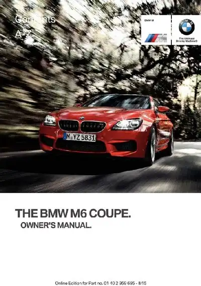 BMW M6 Coupe 2015 MY. Owner&#39;s Manual