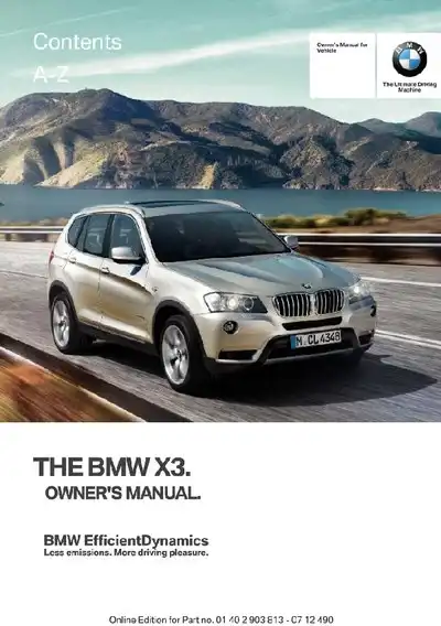 BMW X3 2013 MY. Owner&#39;s Manual
