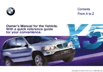 BMW X5 2001 MY. Owner&#39;s Manual