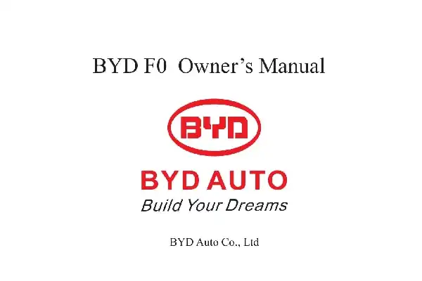 BYD F0. Owner&#39;s Manual