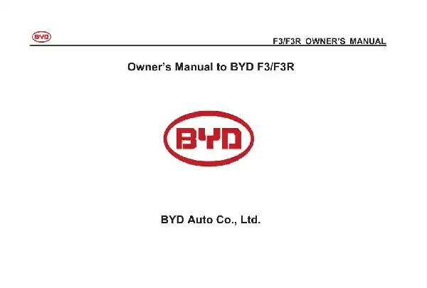 BYD F3. Owner&#39;s Manual