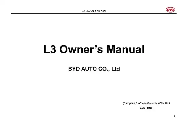BYD L3. Owner&#39;s Manual