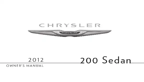 Chrysler 200 2012 MY. Owner&#39;s Manual