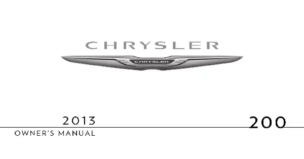 Chrysler 200 2013 MY. Owner&#39;s Manual