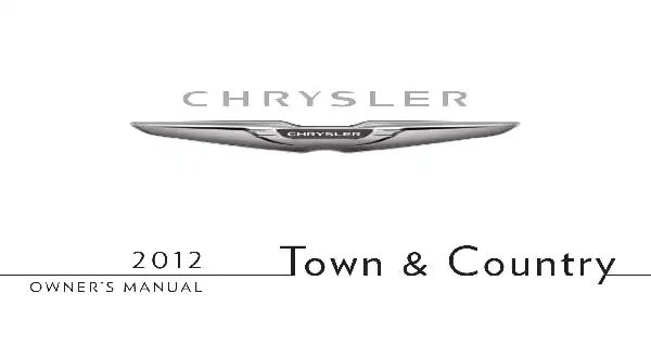Chrysler Town and Country 2012 MY. Owner&#39;s Manual
