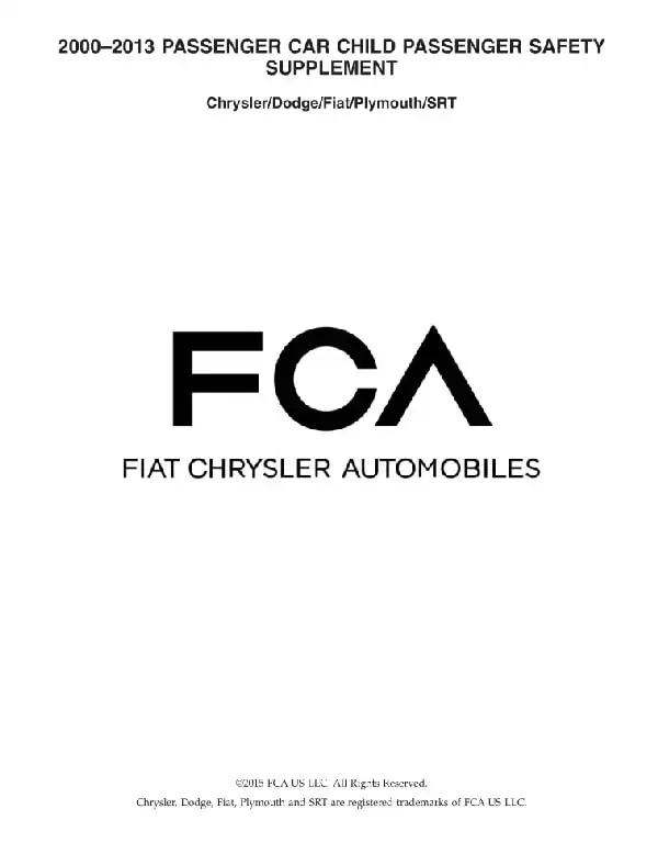 Dodge 2000-2013 MY. Child Safety Manual