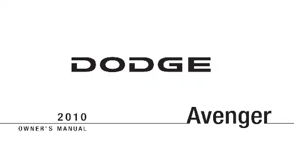 Dodge Avenger 2010 MY. Owner&#39;s Manual