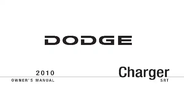 Dodge Charger SRT 2010 MY. Owner&#39;s Manual