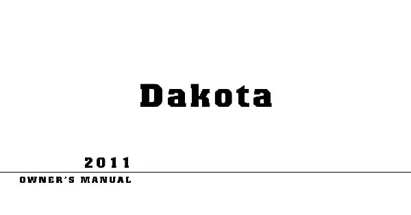 Dodge Dakota 2011 MY. Owner&#39;s Manual