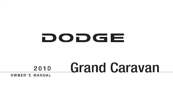 Dodge Grand Caravan 2010 MY. Owner&#39;s Manual