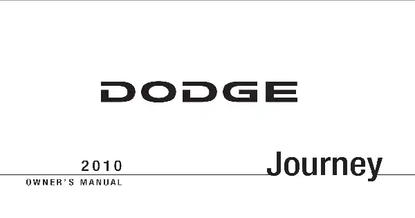 Dodge Journey 2010 MY. Owner&#39;s Manual