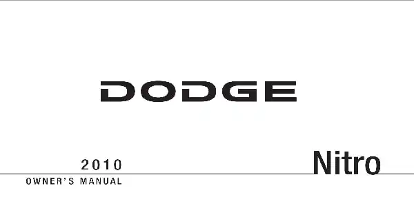 Dodge Nitro 2010 MY. Owner&#39;s Manual