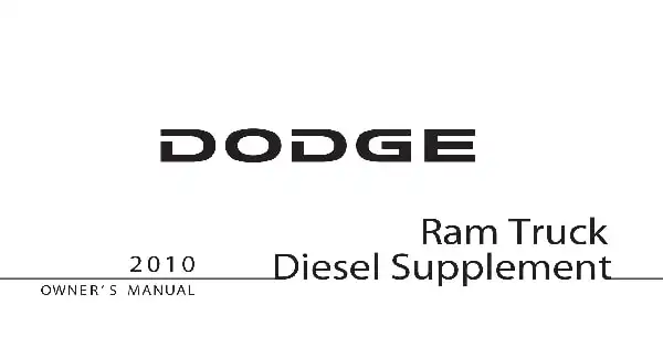 Dodge Ram (diesel) 2010 MY. Owner&#39;s Manual