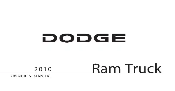Dodge Ram 2010 MY. Owner&#39;s Manual