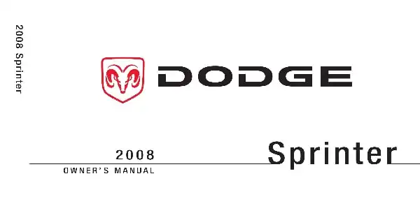 Dodge Sprinter 2008 MY. Owner&#39;s Manual
