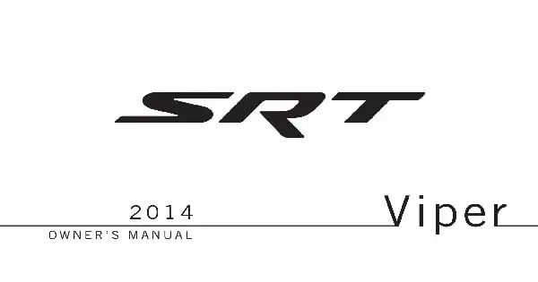 Dodge Viper 2014 MY. Owner&#39;s Manual