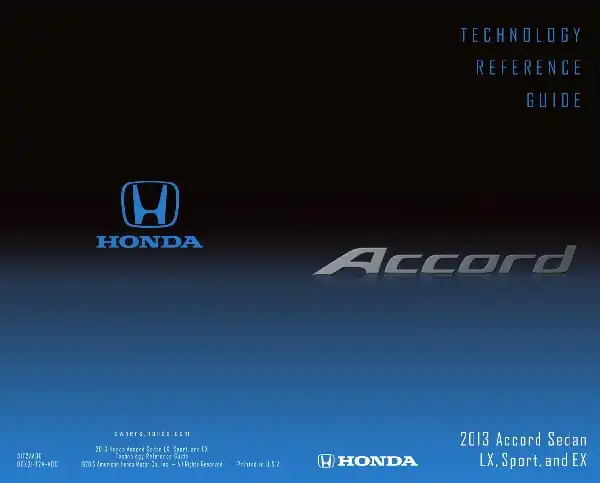 Honda Accord 2013 MY. Technology Reference Guide