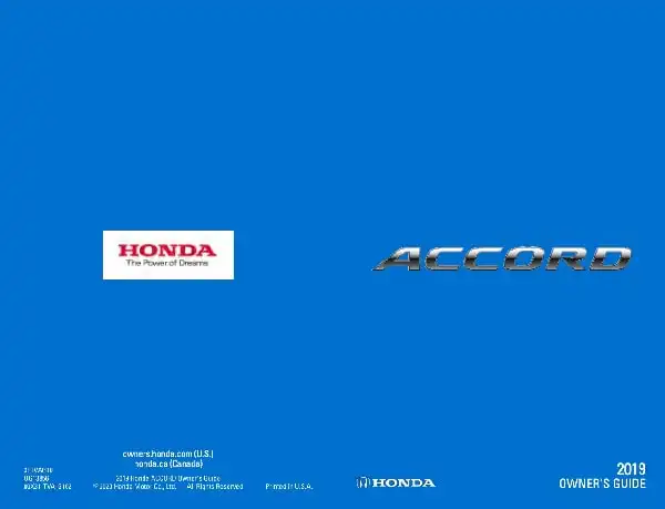 Honda Accord 2019 MY. Owner&#39;s Guide
