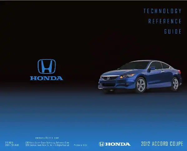 Honda Accord Coupe 2012 MY. Technology Reference Guide