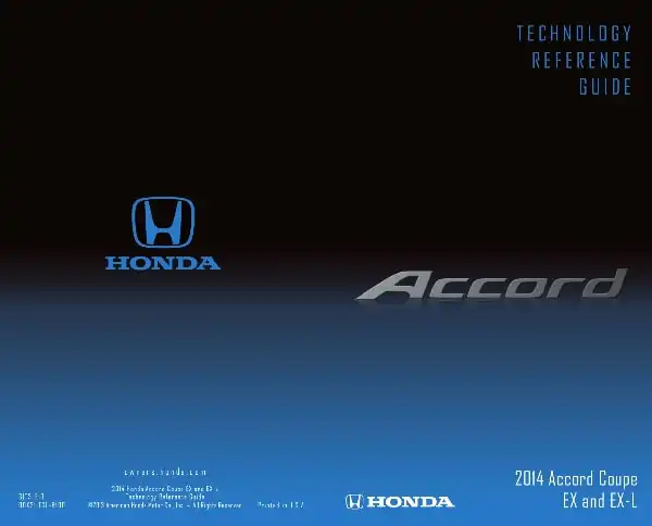 Honda Accord Coupe 2014 MY. Technology Reference Guide