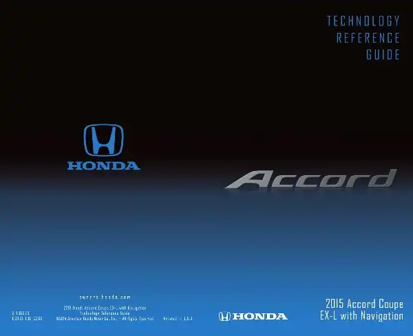 Honda Accord Coupe 2015 MY. Technology Reference Guide
