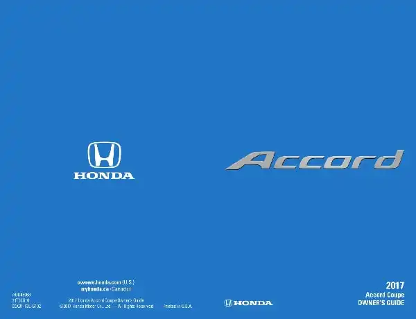 Honda Accord Coupe 2017 MY. Owner&#39;s Guide