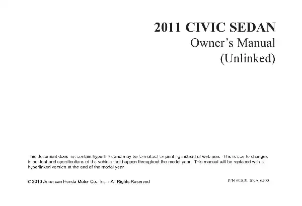 Honda Civic 2011 MY. Owner&#39;s Manual