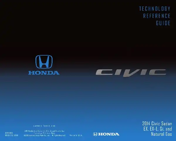 Honda Civic 2014 MY. Technology Reference Guide