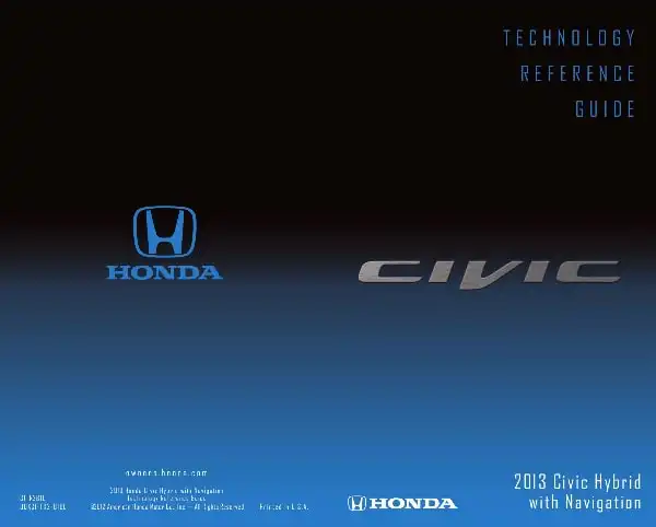 Honda Civic Hybrid 2013 MY. Technology Reference Guide