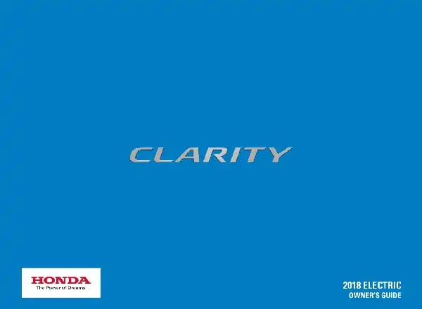 Honda Clarity Electric 2018 MY. Owner&#39;s Guide