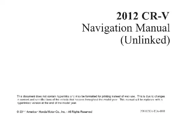 Honda CR-V 2012 MY. Navigation Manual