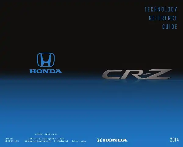 Honda CR-Z 2014 MY. Technology Reference Guide
