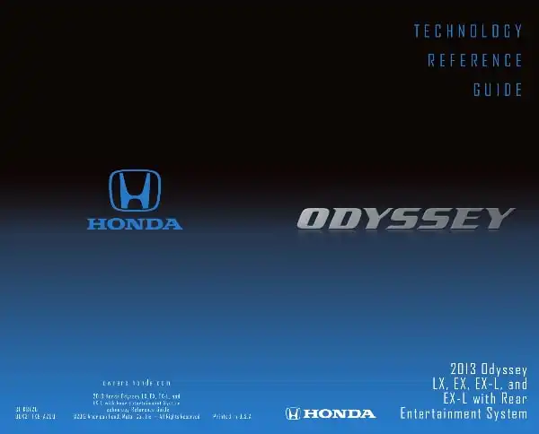Honda Odyssey 2013 MY. Technology Reference Guide