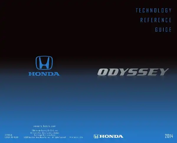 Honda Odyssey 2014 MY. Technology Reference Guide