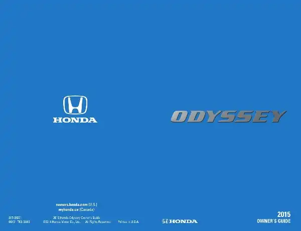 Honda Odyssey 2015 MY. Owner&#39;s Guide